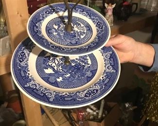 Two Tier Willow Ware Vintage  China