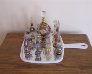 Nice collection of hand blown perfume bottles.