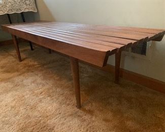 Great MCM wood slat Yugoslavian cocktail table. Smaller matching tables available as well!