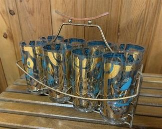 Super cool Mid century glasses with caddy