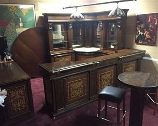 Selling Complete Bar Room. Front Bar is 10'w. (2)6'Solid Wood Tables, Bar Stools & Tables