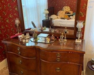 Beautiful Bow Front Dresser with Mirror