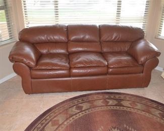 LEATHER SOFA WITH 2 MATCHING CHAIRS