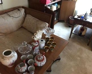 tea set glass wear midcentury furniture
