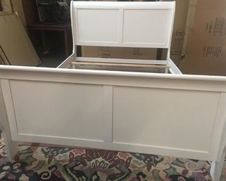 New white King sleigh bed by Louis Philippe