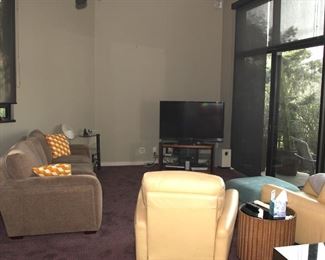  Down Sofa, Matching Leather Chairs