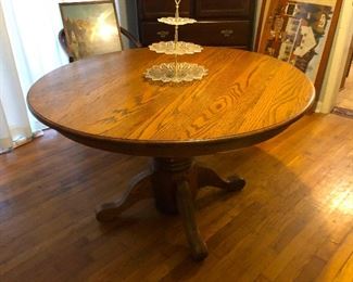 Round oak table is receiving sonic signals from outer space