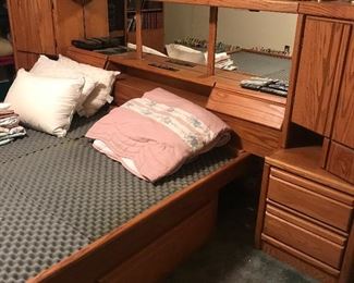 Huge King Bed w/drawers wrap around Head Board/storage