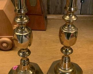 Antique English Brass Candlesticks 