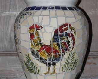 Cracked Pottery Rooster Vase