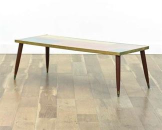 Mid Century Modern Coffee Table W Custom Top & Glass