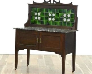 Victorian Green Backsplash Sideboard Buffet 