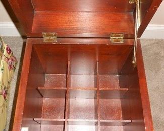 Living Room:  This is the inside of the cellarette.  The separator is removable in case you want to store other items in this cabinet. (The key will be with the cashier.)