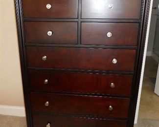 Master Bedroom-Main Floor:  This 8-drawer chest measures 38" wide x 19" deep x 58" tall.  It is from the BRYANT PARK collection from Macy's. 