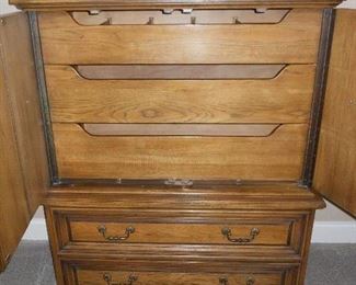Bedroom #1-Main Floor:  The HENREDON chest is now open to reveal three additional upper drawers.