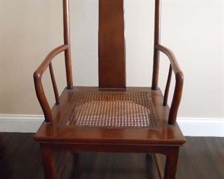 Living Room/Dining Area: This is one of two of the  HENREDON arm chairs.  Each seat is caned, and the back splat has a cut-out design. (The set incudes two arm chairs and four side chairs.)
