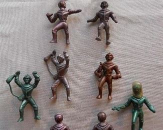 "Smalls" Area-In a Case:  Did you know that vintage plastic astronauts came in green, copper, and pale lilac?