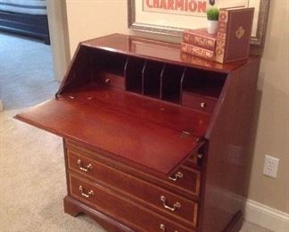 Living Room:  The secretary is now open to reveal numerous interior compartments.