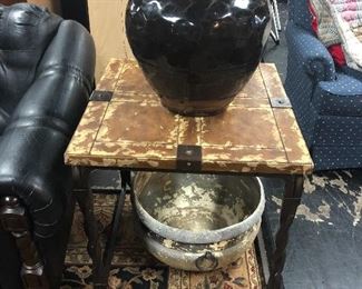 Large Black Pottery Vase with "Dripped" Bottom
