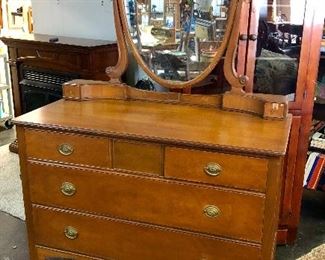 Antique Oak 4-Drawer Dresser with Mirror (we have 2 of these in different sizes)