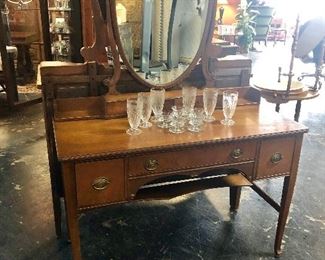 The Smaller Antique Oak 4-Drawer Dresser with Mirror