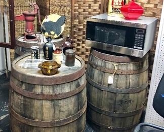 We have 4 Vintage Wooden Barrels 