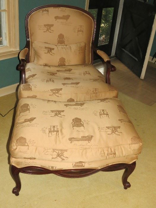 ETHAN ALLEN BERGERE CHAIR AND OTTOMAN.  VERY ELEGANT.
