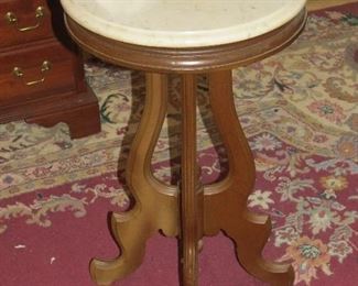 WALNUT MARBLE TOP STAND