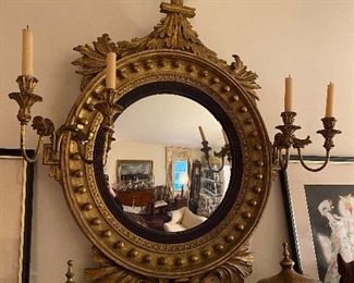 Antique circa 1920’s Federal Style Girandole Mirror. 