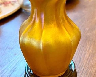 Small Gold iridescent Tiffany Favrile vase.