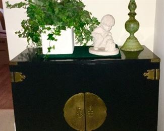 Sandford Oriental style cabinet, misc. decor