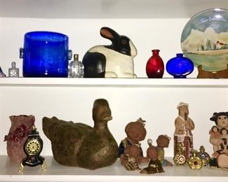 Misc. collectibles, wooden, glass, porcelain, pottery, etc.