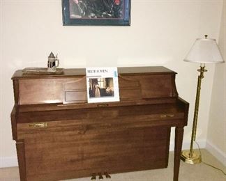 Baldwin piano, beautiful condition, German stein, solid brass floor lamp, signed tulip print