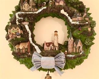 Thomas Kinkade Seaside Village lighted wreath