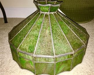 Stained slag glass ceiling light fixture