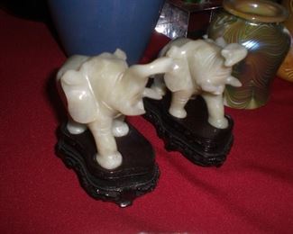 carved soapatone elephants