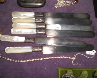 E>C>Simmons mother of pearl and sterling knives