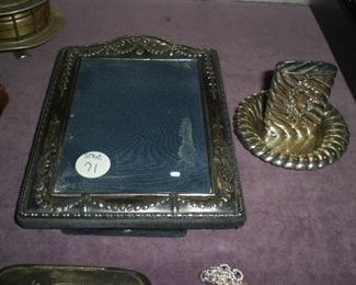 Sterling match safe with strike and picture frame