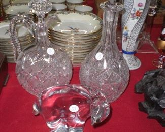 Brilliant cut claret decanter, French crystal polar bears, and more