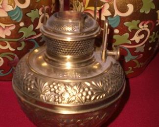 Bradley and Hubbard aesthetic revival embossed crass oil lamp