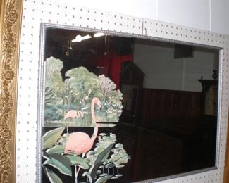 mid century flamingo mirror