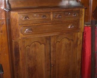 very nice walnut jelly cupboard with spice shelf gallery and carved fruit pulls