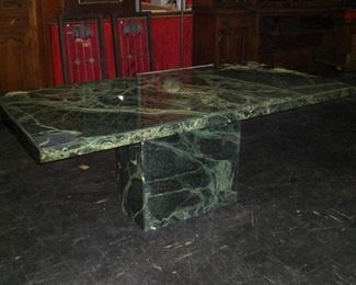 79"x40" green marble mid century modern dinning table