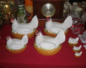 Staffordshire hens on nests