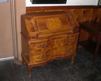 ornate marquetry drop front desk