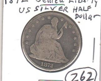 US seated Liberty US silver half dollar.  This one is 1872.  Lots of great old coins in this sale. 