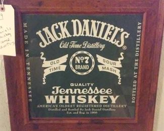 Jack Daniels whiskey framed advertising. 