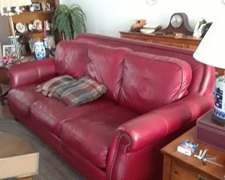 Red leather sofa