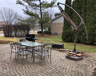 Patio table and umbrella