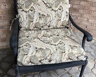 (2) patio chairs shown with cushion